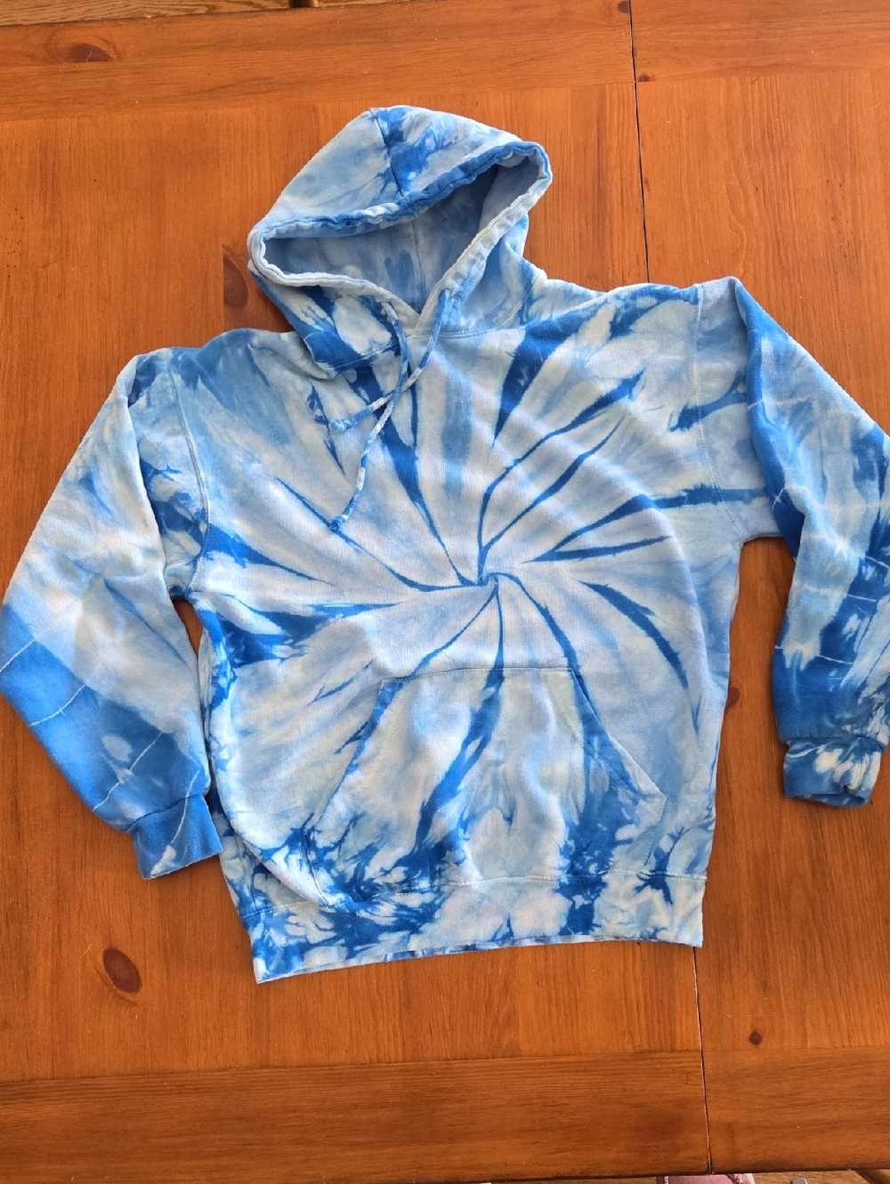 Blue Tie-Dye Hoodie. Colortone. Size Small.